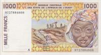p111Ag from West African States: 1000 Francs from 1997